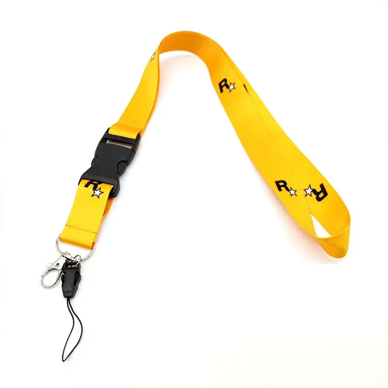 Auto Motorcycle Nylon Key Strap Embroidery Lanyard Keyring For Rockstar Game GTA 5 Fans Keychain Accessories