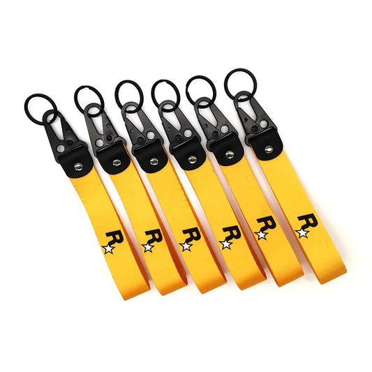 Auto Motorcycle Nylon Key Strap Embroidery Lanyard Keyring For Rockstar Game GTA 5 Fans Keychain Accessories