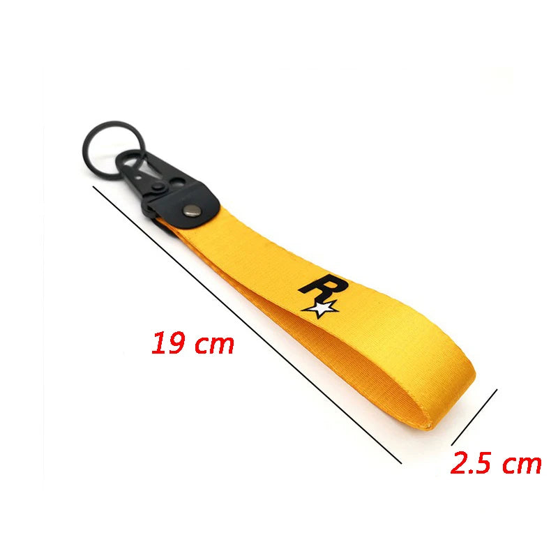 Auto Motorcycle Nylon Key Strap Embroidery Lanyard Keyring For Rockstar Game GTA 5 Fans Keychain Accessories