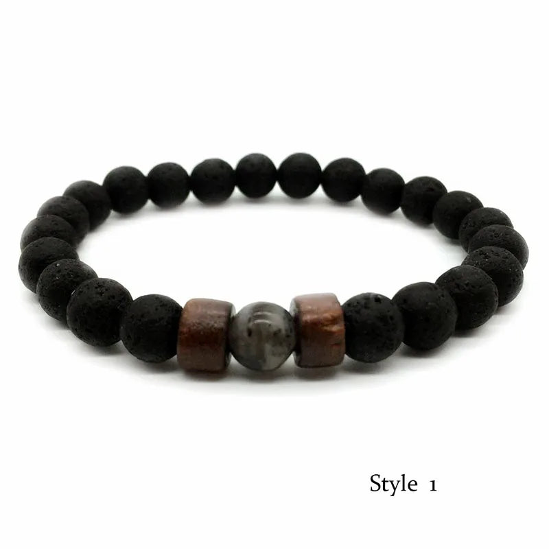 Unique Natural Lava Stone Bracelet For Men 8mm Beads Healing Strand Braclet Pulseria Homme Meditation Jewelry Accessories Joias