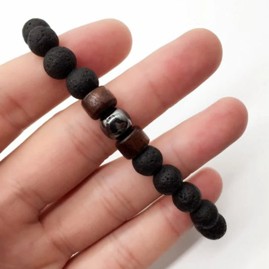 Unique Natural Lava Stone Bracelet For Men 8mm Beads Healing Strand Braclet Pulseria Homme Meditation Jewelry Accessories Joias